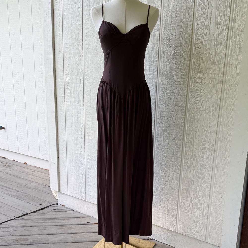 Patrons of Peace midi dress in chocolate Brown size S
